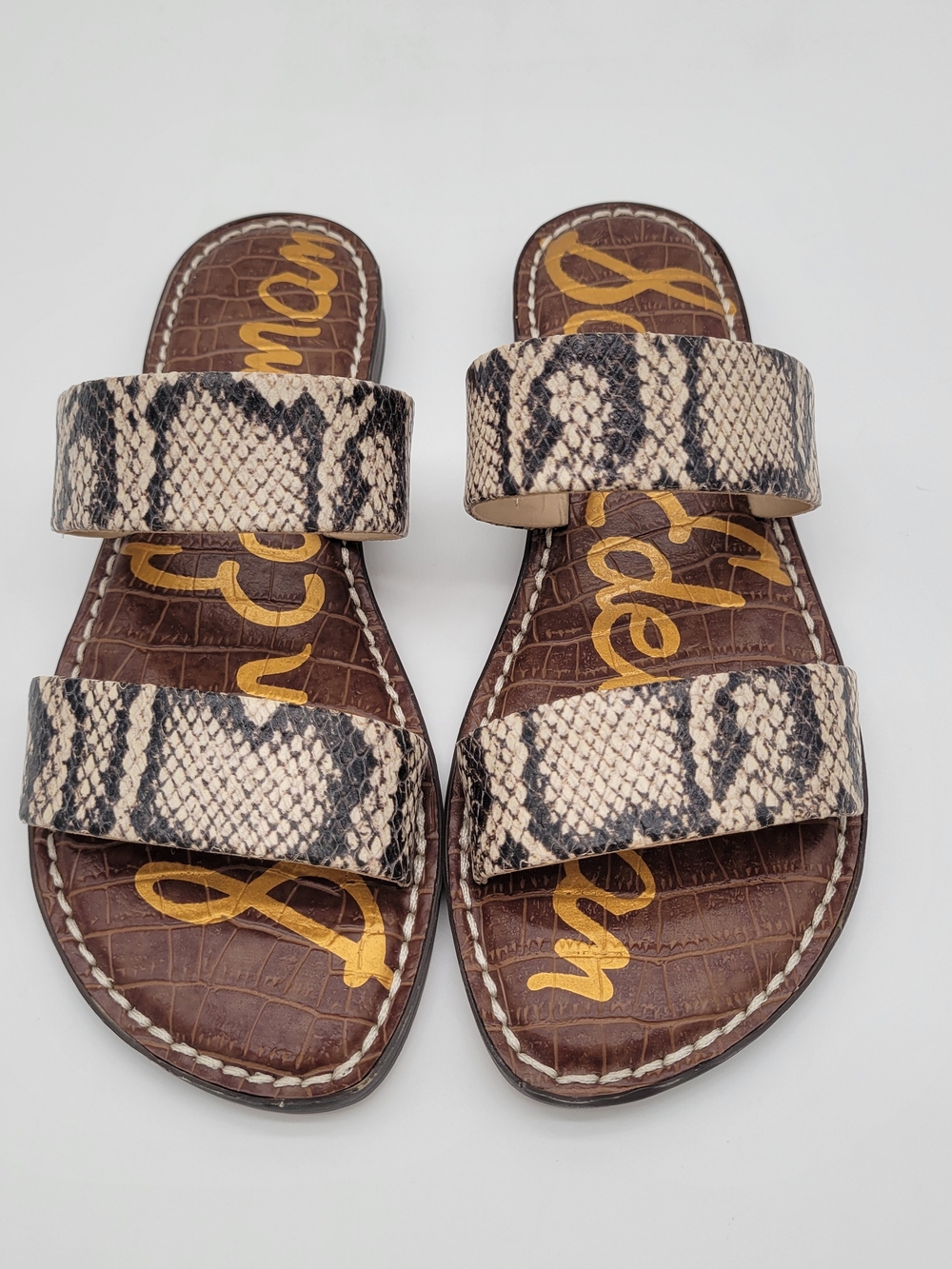 NWOT Sam Edelman Snake-Print Double Strap Slide Sandals